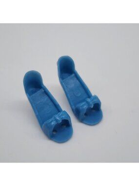 Vintage Francie Barbie Clone Open-Toe Blue Sandals with Bow Detail
